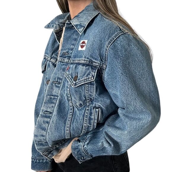 Vintage Levi Harley Davidson Reworked Upcycled Trucker Denim Jean Jacket - Picture 7 of 13